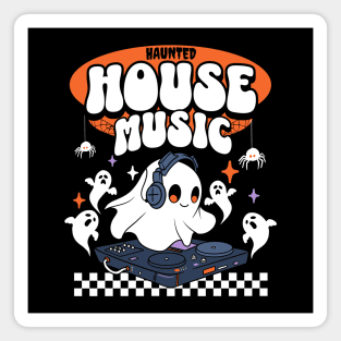 HOUSE MUSIC  -  Haunted Ghost DJ (white) Magnet